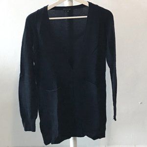 Theory Navy Cashmere Cardigan w/ Plunge Neckline